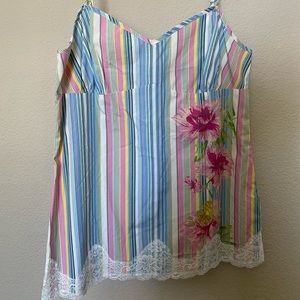 stripes tank with flower and lace